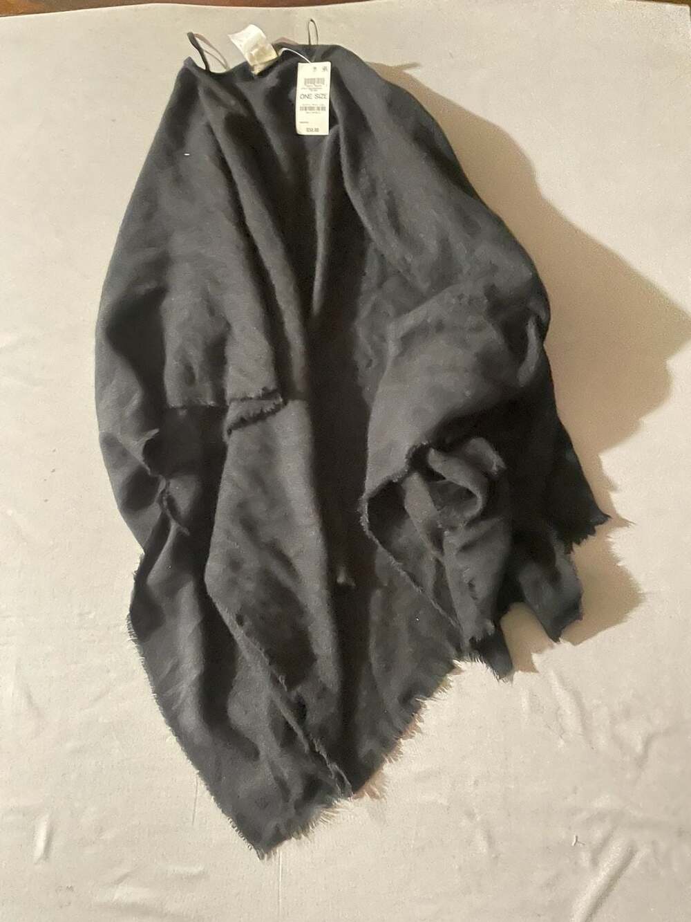 Style & Co. Black Oversized Raw Edge Wrap Shawl